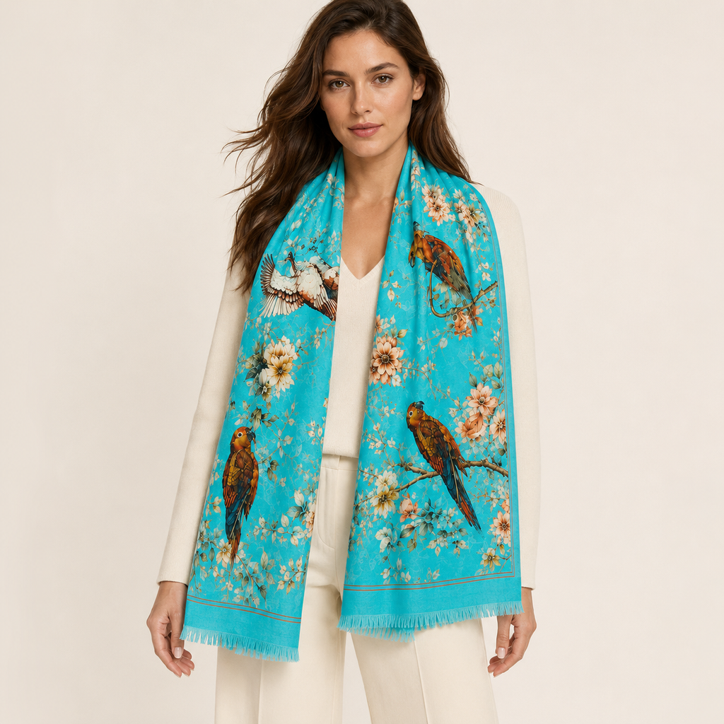 VELVET Regular Rectangular Shawl - blue