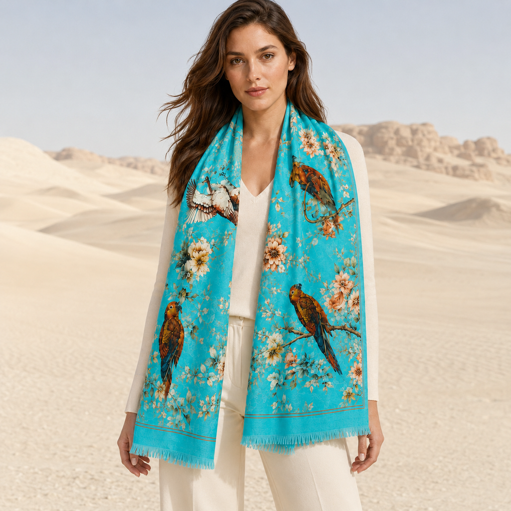 VELVET Regular Rectangular Shawl - blue