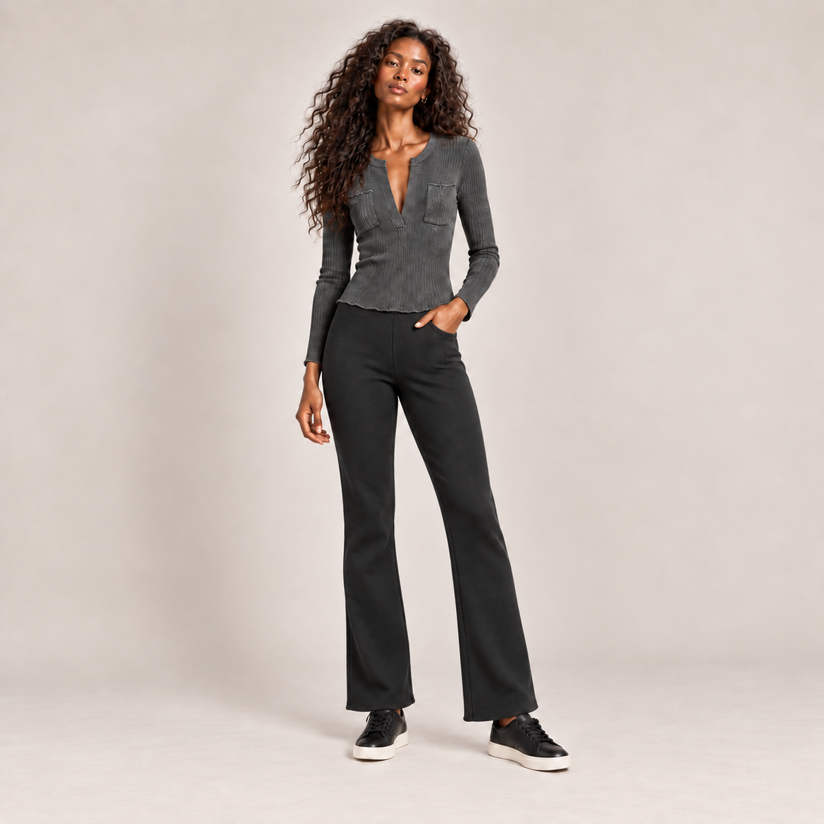 MAISON TROUSERS PLAIN - BLACK