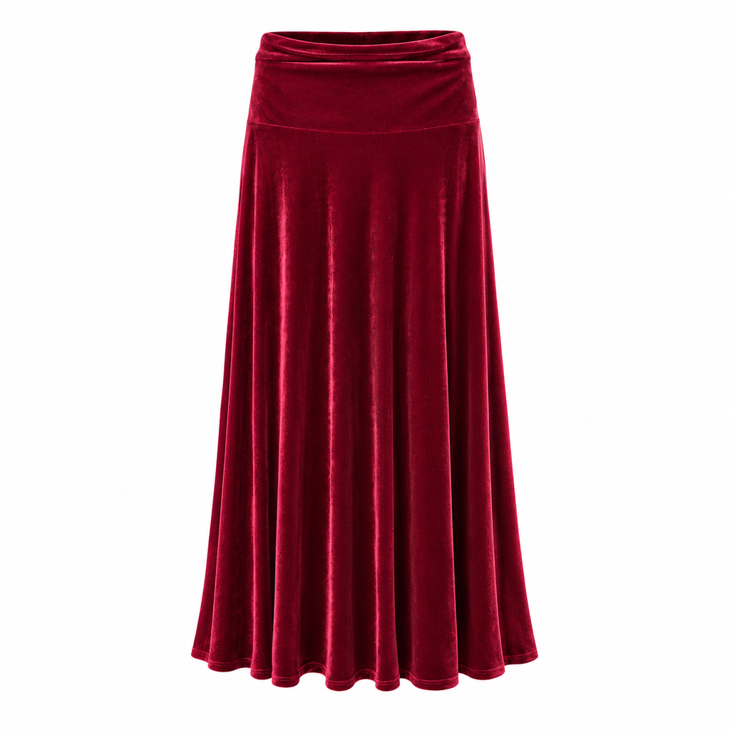 VELVET SKIRT - BURGUNDY