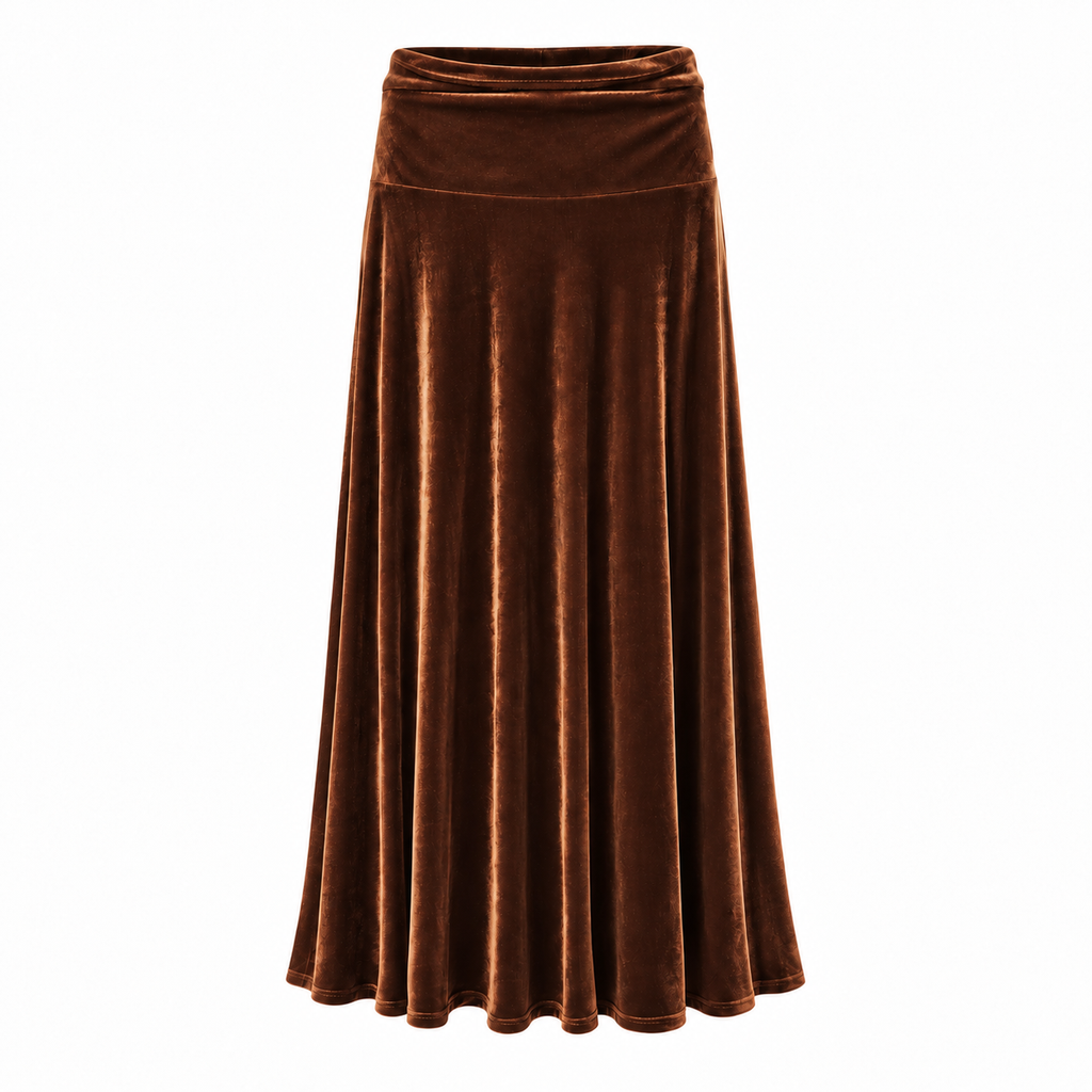 VELVET SKIRT - COFFEE