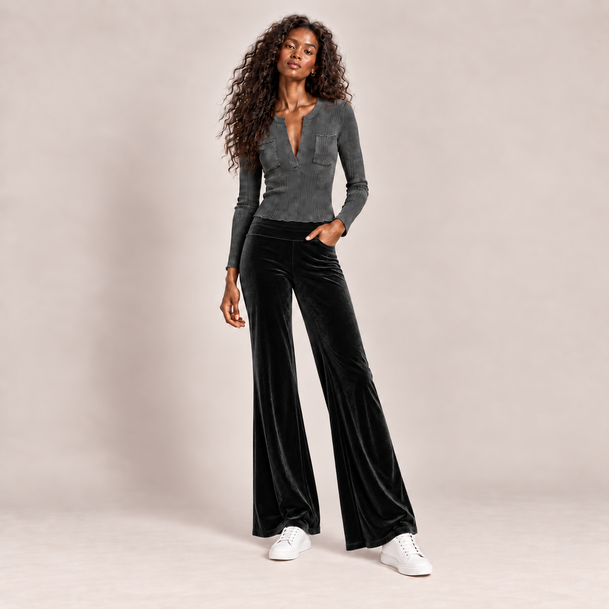VELVET PANTS - BLACK