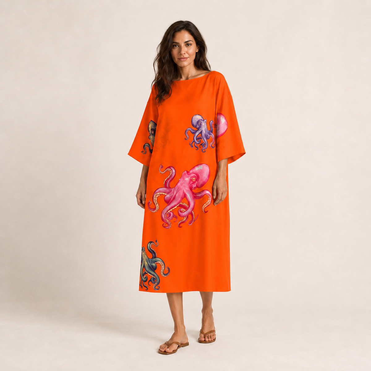 OCTOPUS SILK TUNIC - ORANGE
