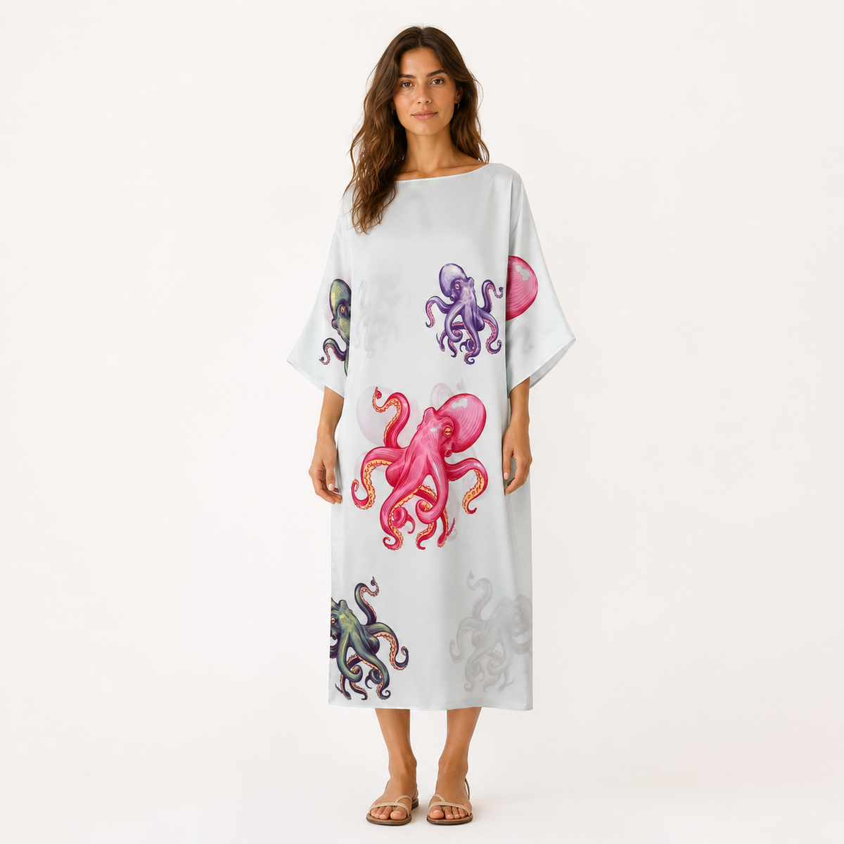 OCTOPUS SILK TUNIC - LIGHT GREY
