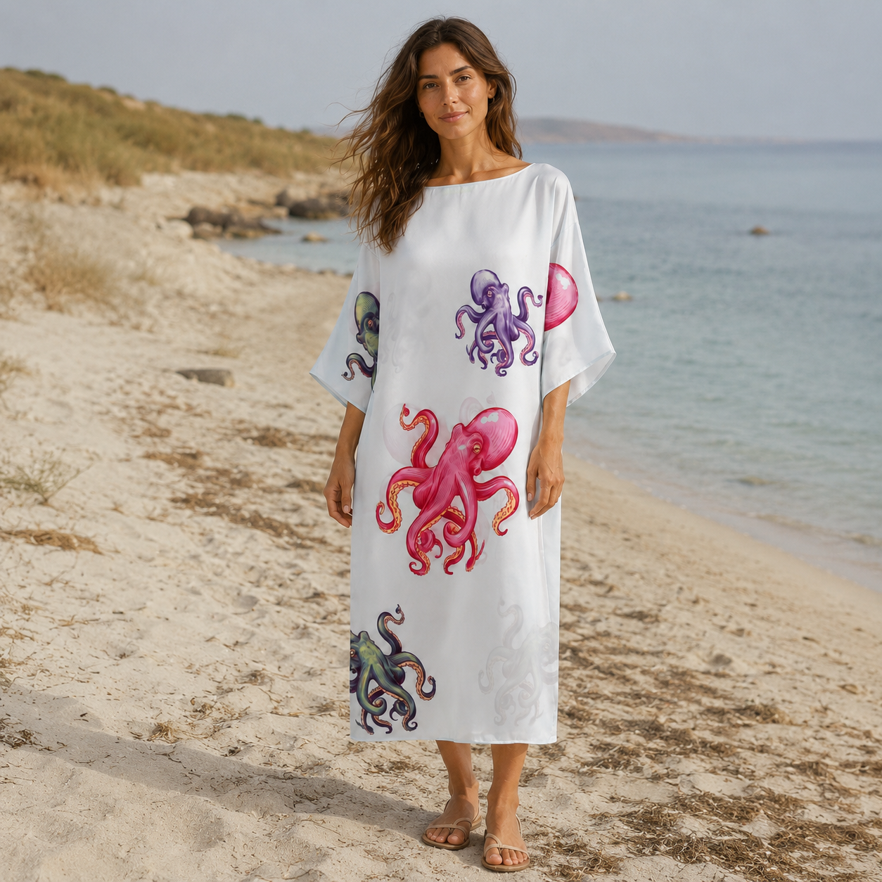 OCTOPUS SILK TUNIC - LIGHT GREY