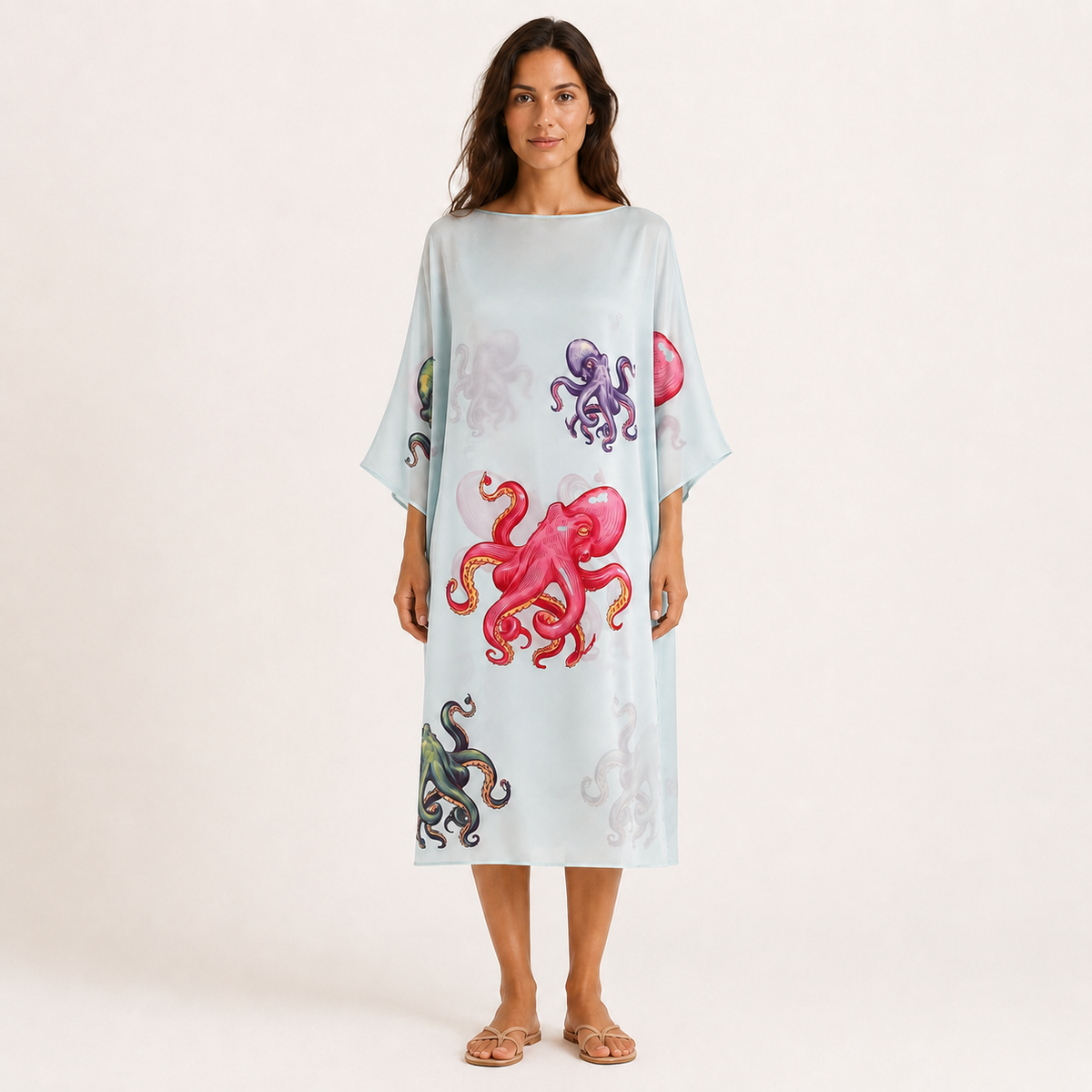 OCTOPUS SILK TUNIC - LIGHT BLUE