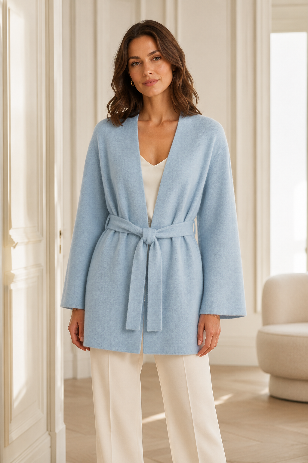 BRUSHED ANIKA KIMONO - BLUE CERULEA