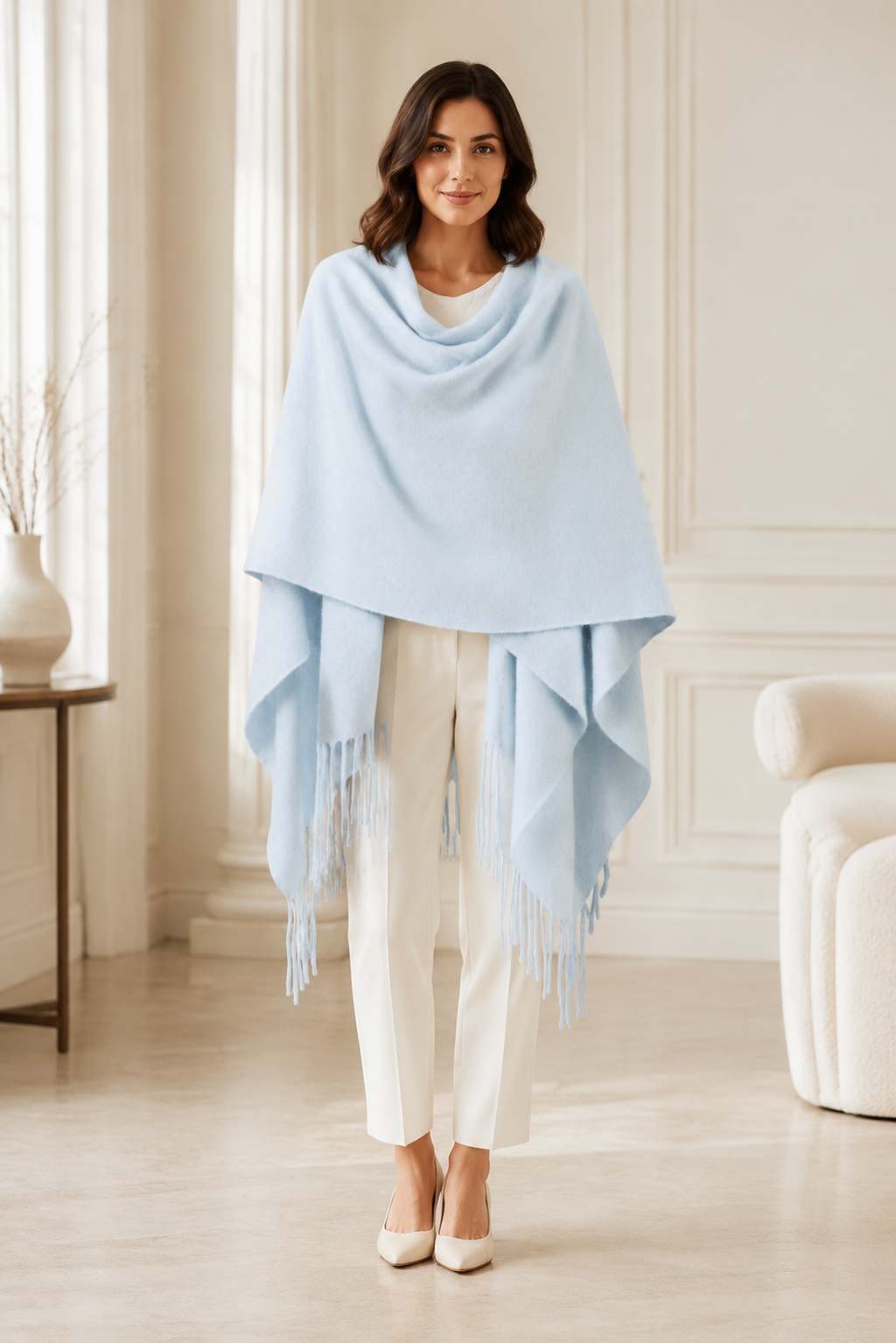 BRUSHED SHARON CAPE - BLUE CERULEA
