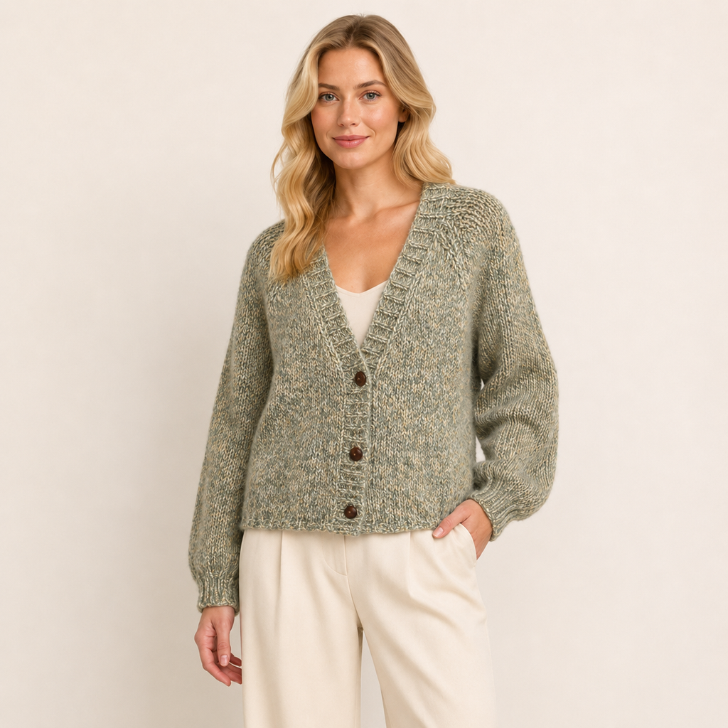 LENA CARDIGAN NIMBUS TWEED - GROVE