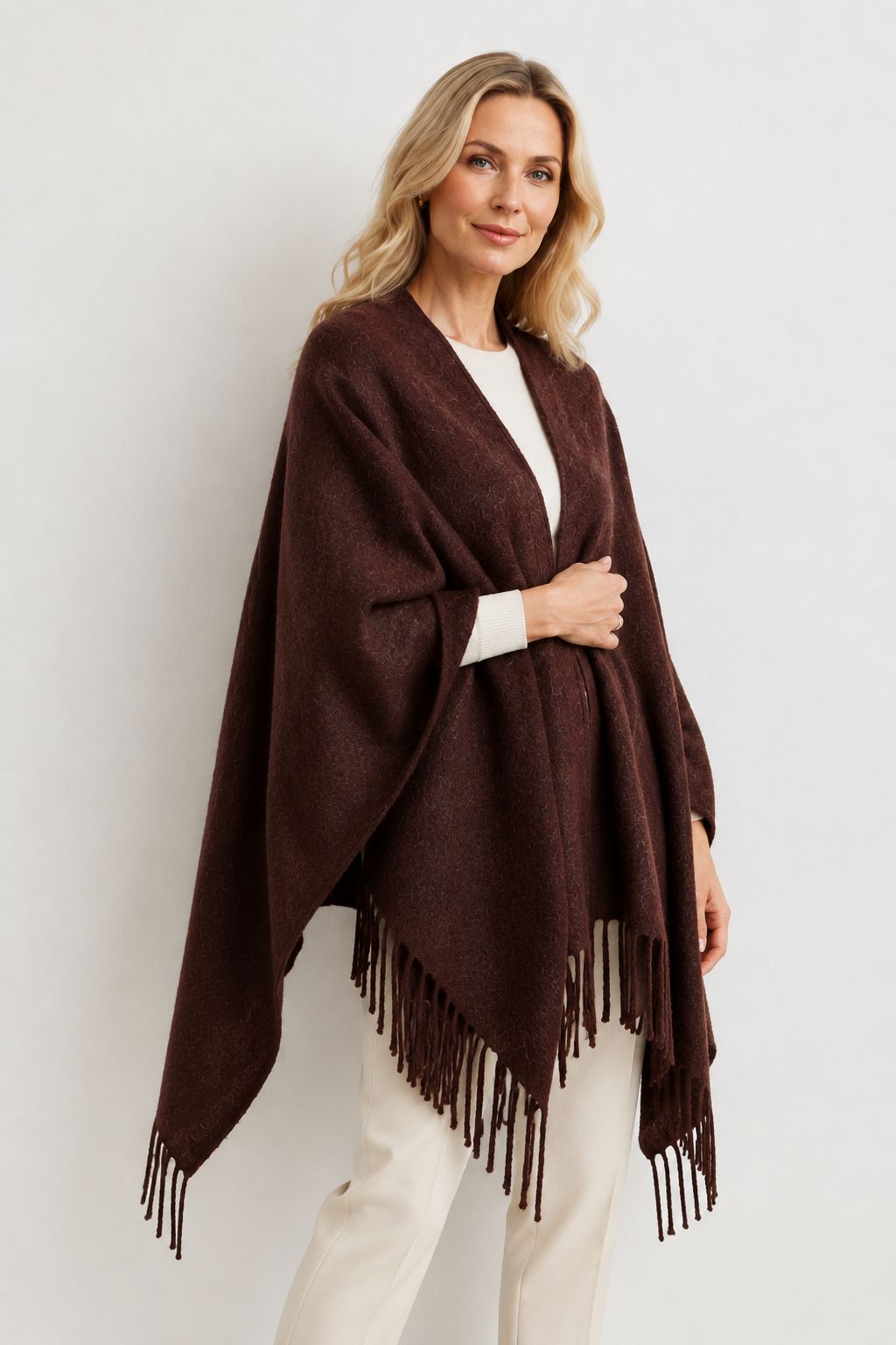 BRUSHED SHARON CAPE - CHICORY COFFEE