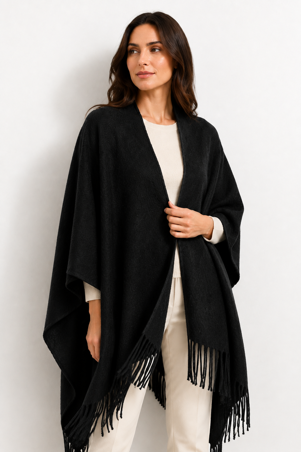 BRUSHED SHARON CAPE - BLACK