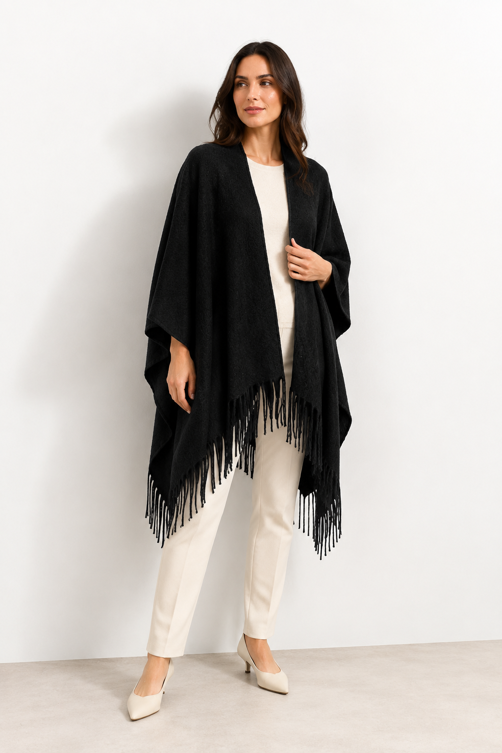 BRUSHED SHARON CAPE - BLACK