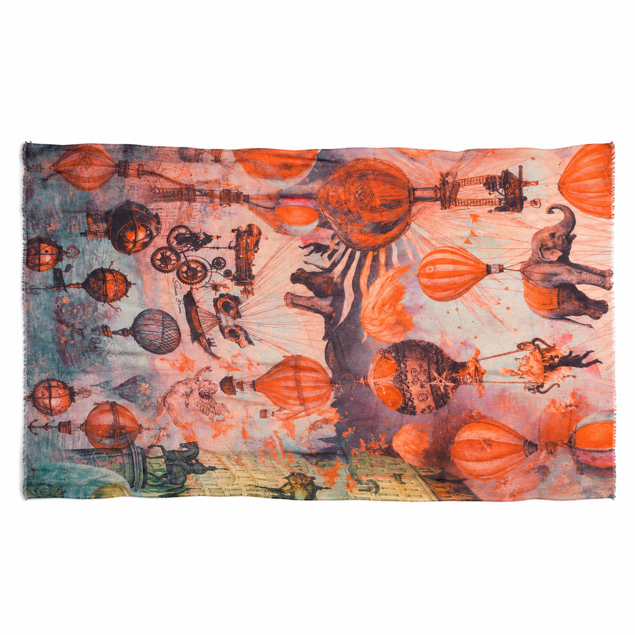 FABLE DIGITAL PRINTED SCARF - red