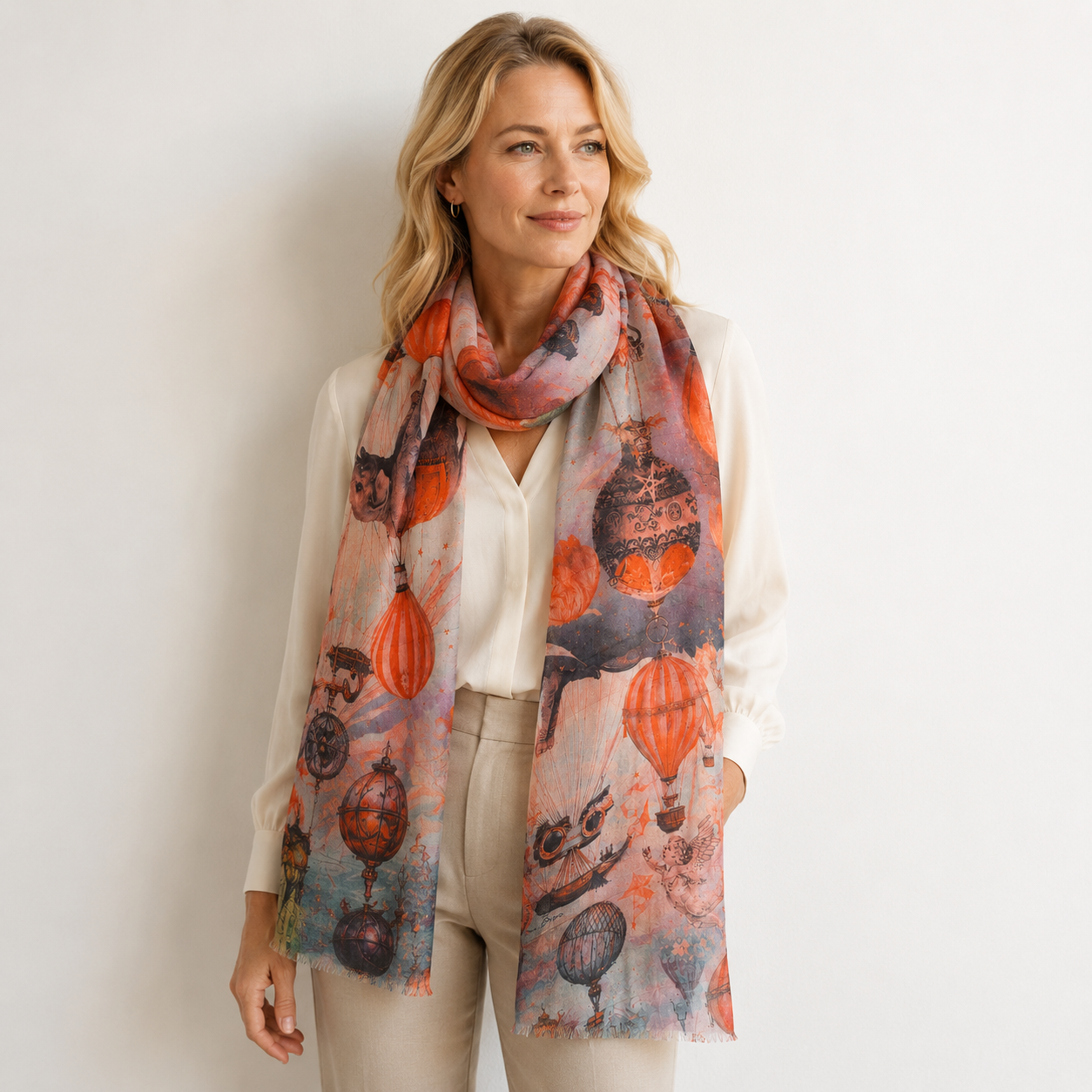 FABLE DIGITAL PRINTED SCARF - red