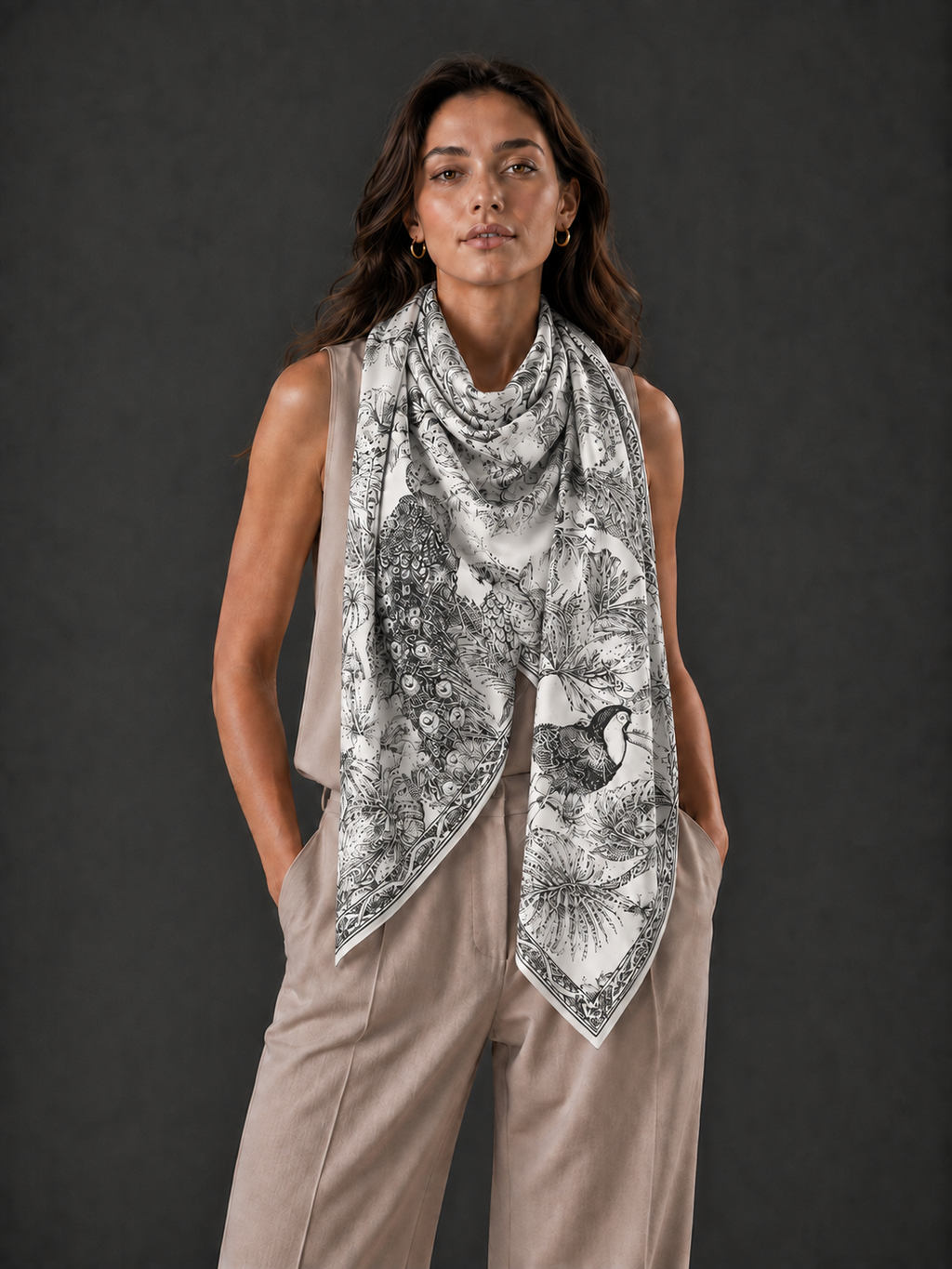 AVIARIUM CASHMERE SCARF - CHALK