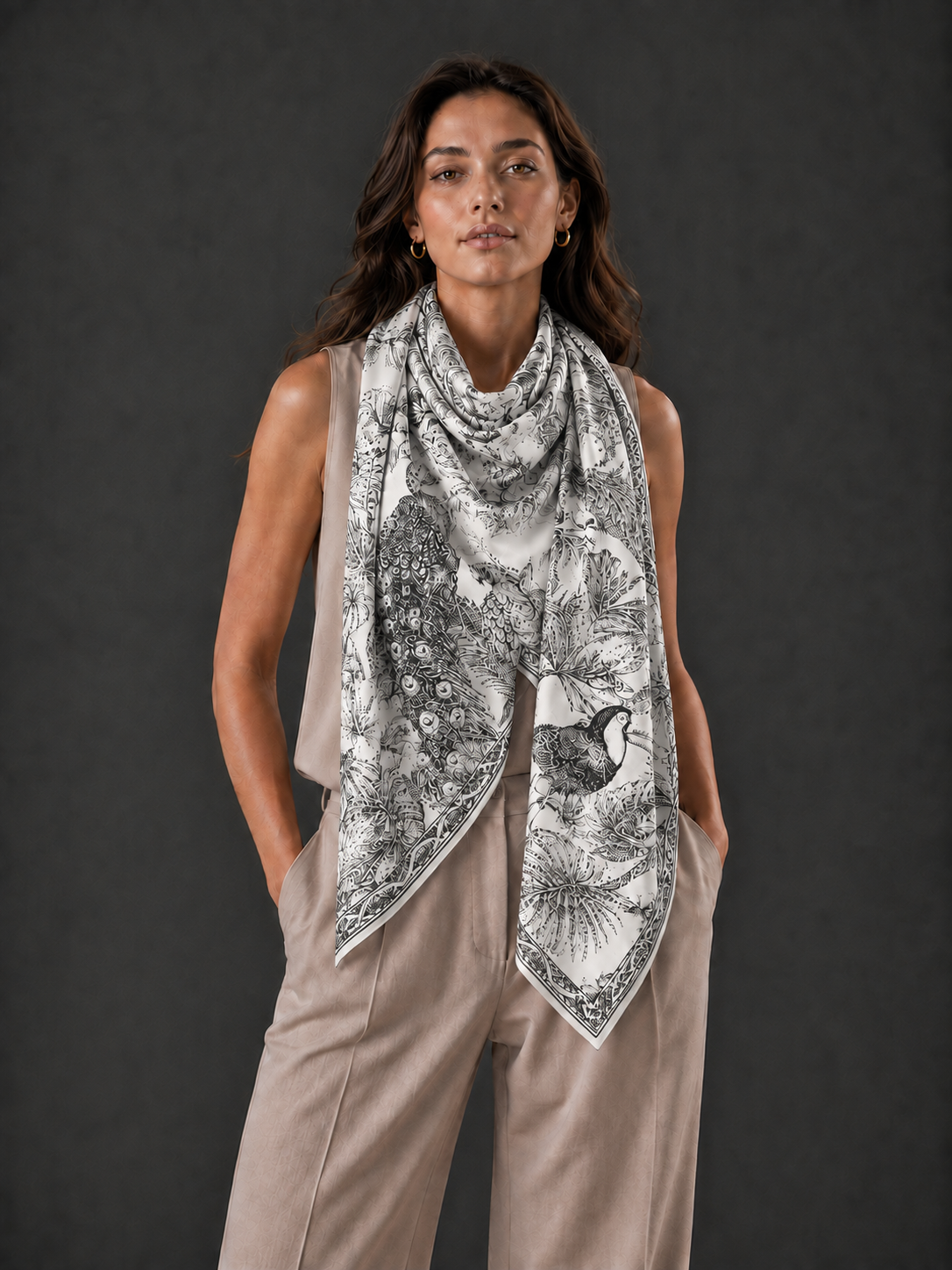 AVIARIUM CASHMERE SCARF - CHALK