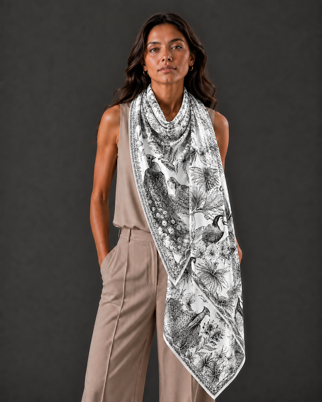 AVIARIUM CASHMERE SCARF - CHALK