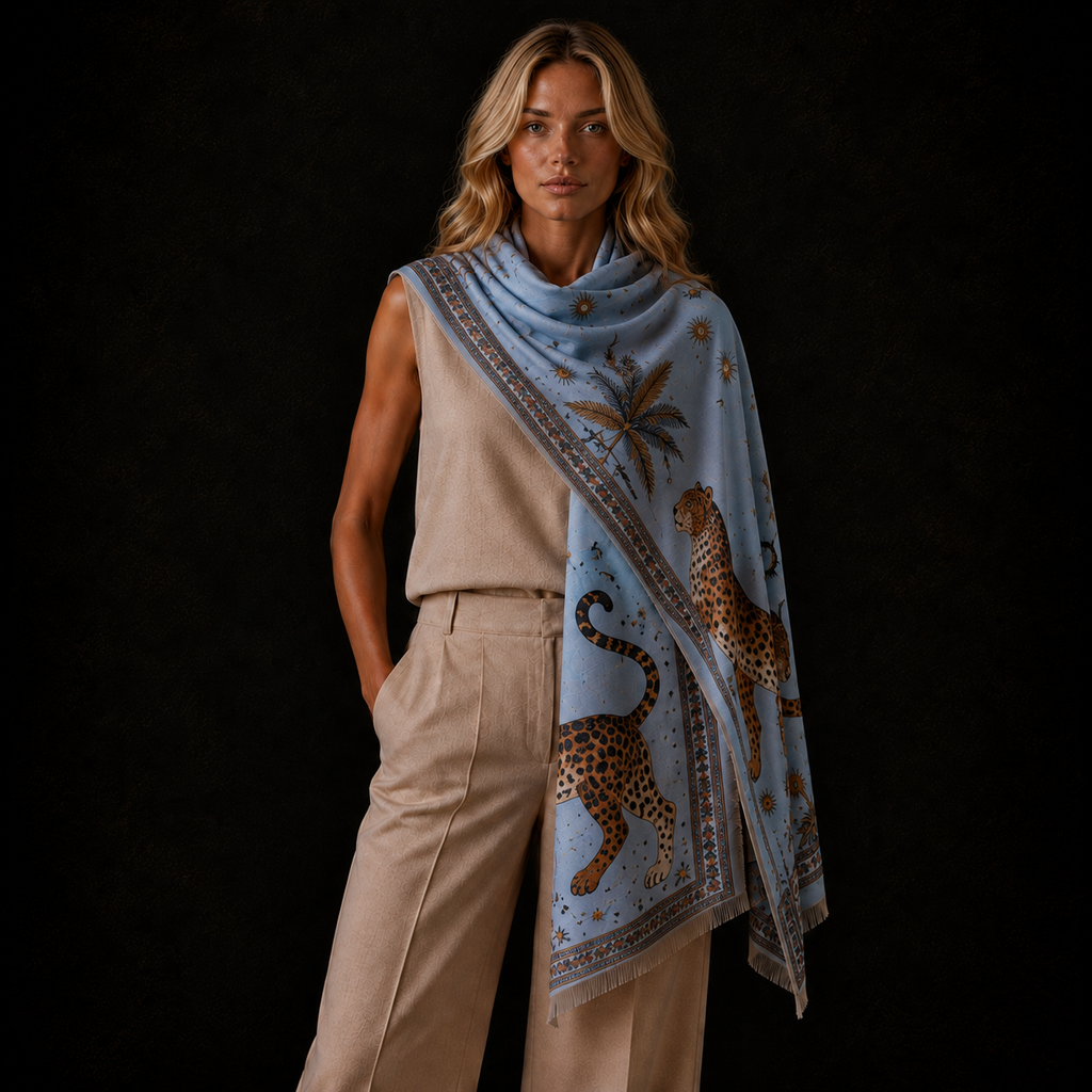 TWINS CASHMERE SCARF - LIGHT BLUE