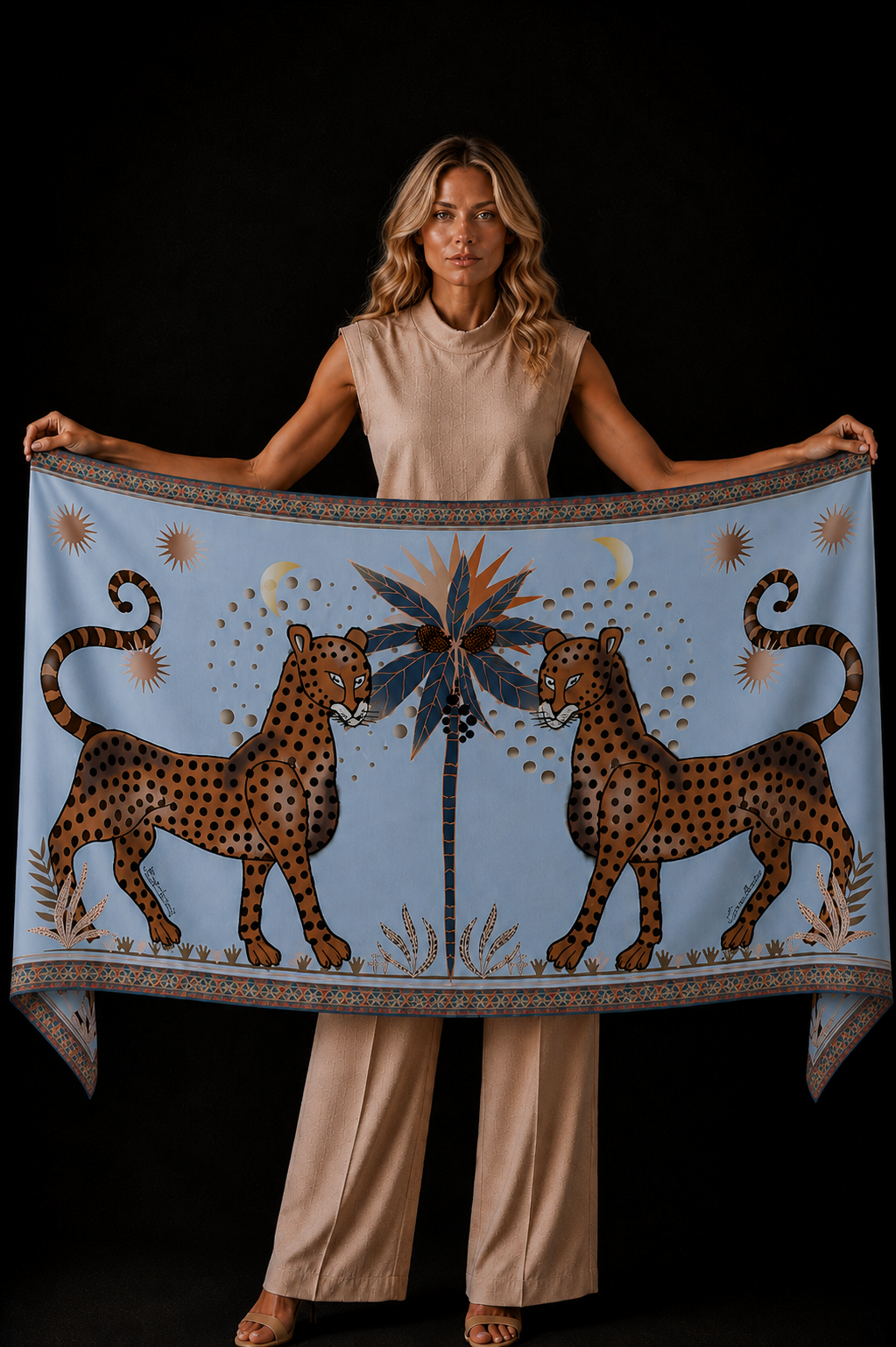 TWINS CASHMERE SCARF - LIGHT BLUE