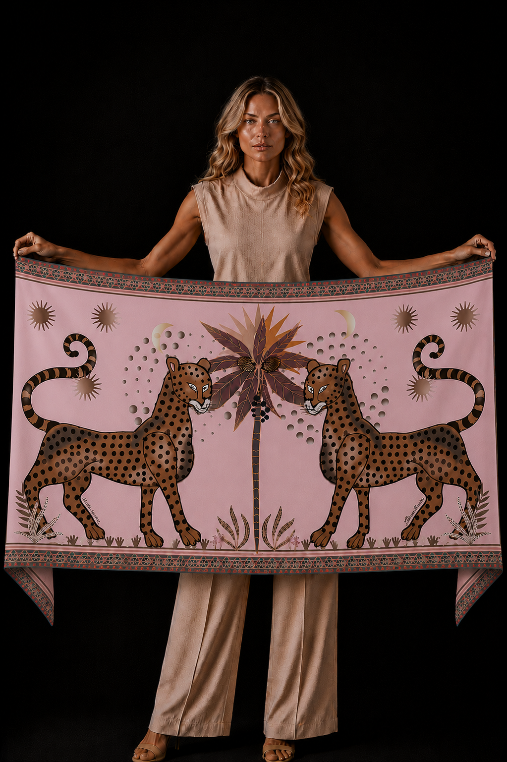 TWINS CASHMERE SCARF - LIGHT ROSE