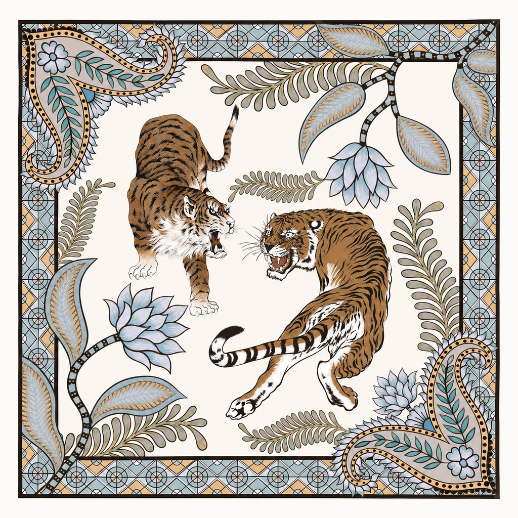 TIGER & JUNGLE SILK TUNIC - WHITE