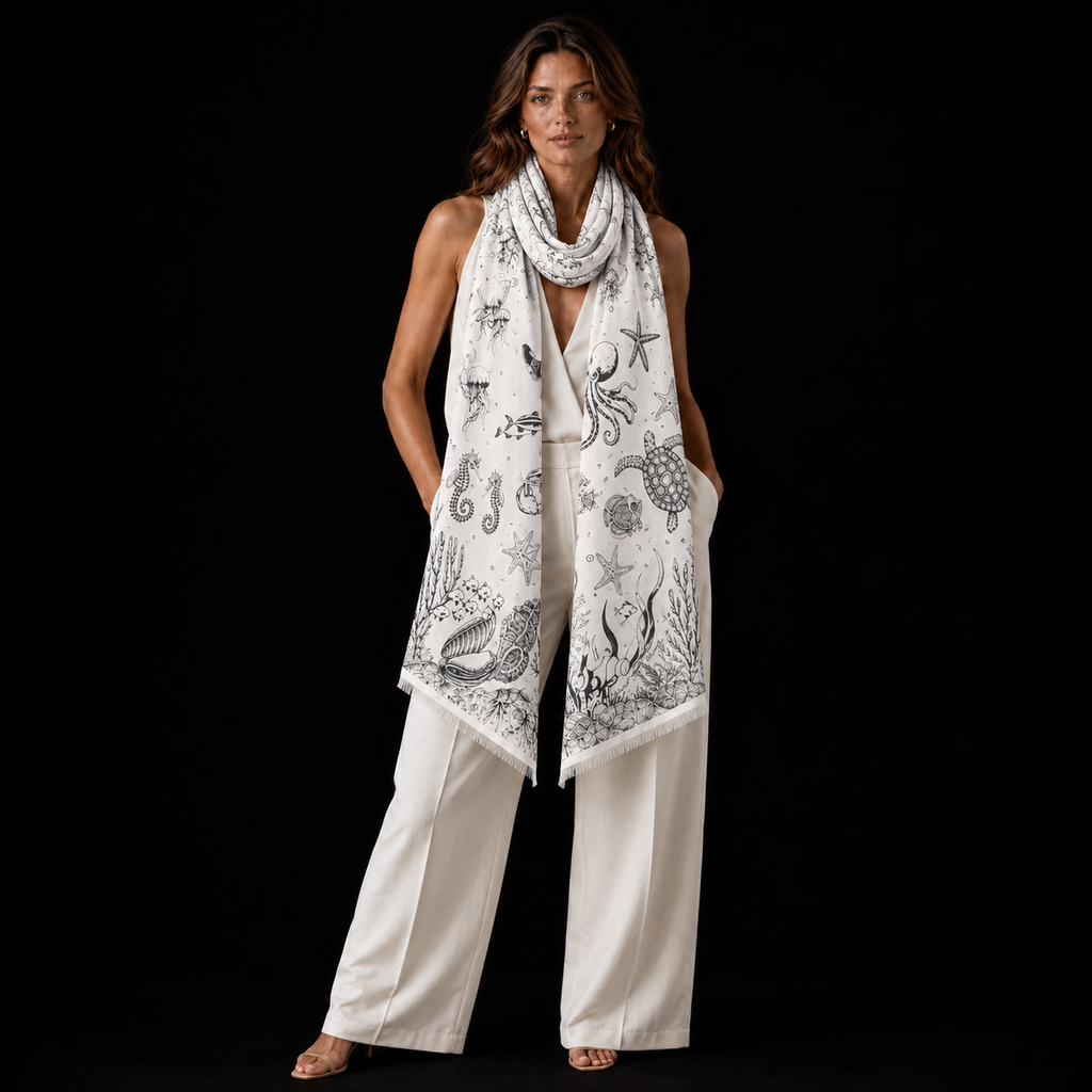 REEF FELTED CASHMERE SCARF - CHALK