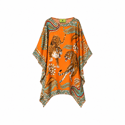 TIGER & JUNGLE SHORT DRESS - ORANGE