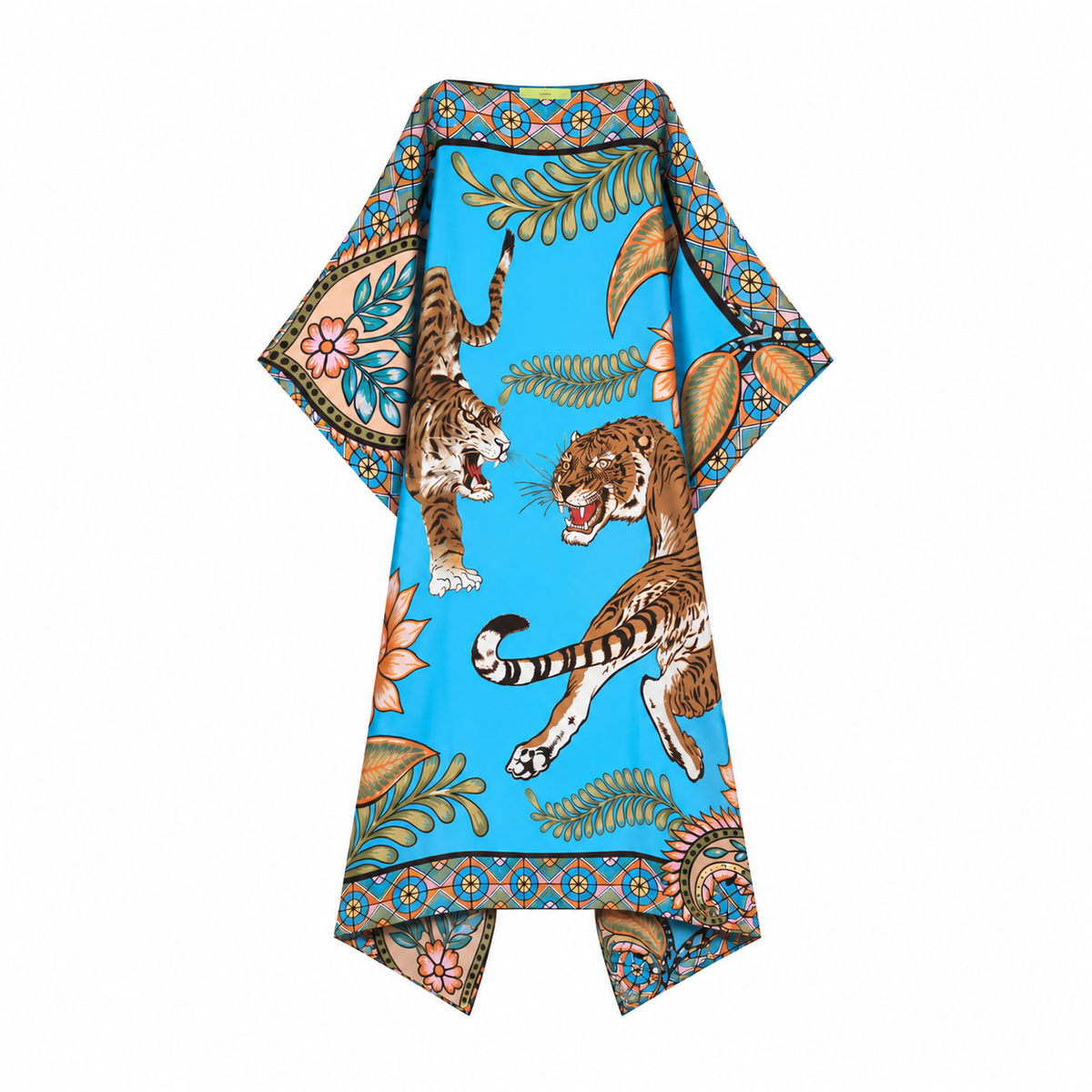 TIGER & JUNGLE SILK TUNIC - BLUE
