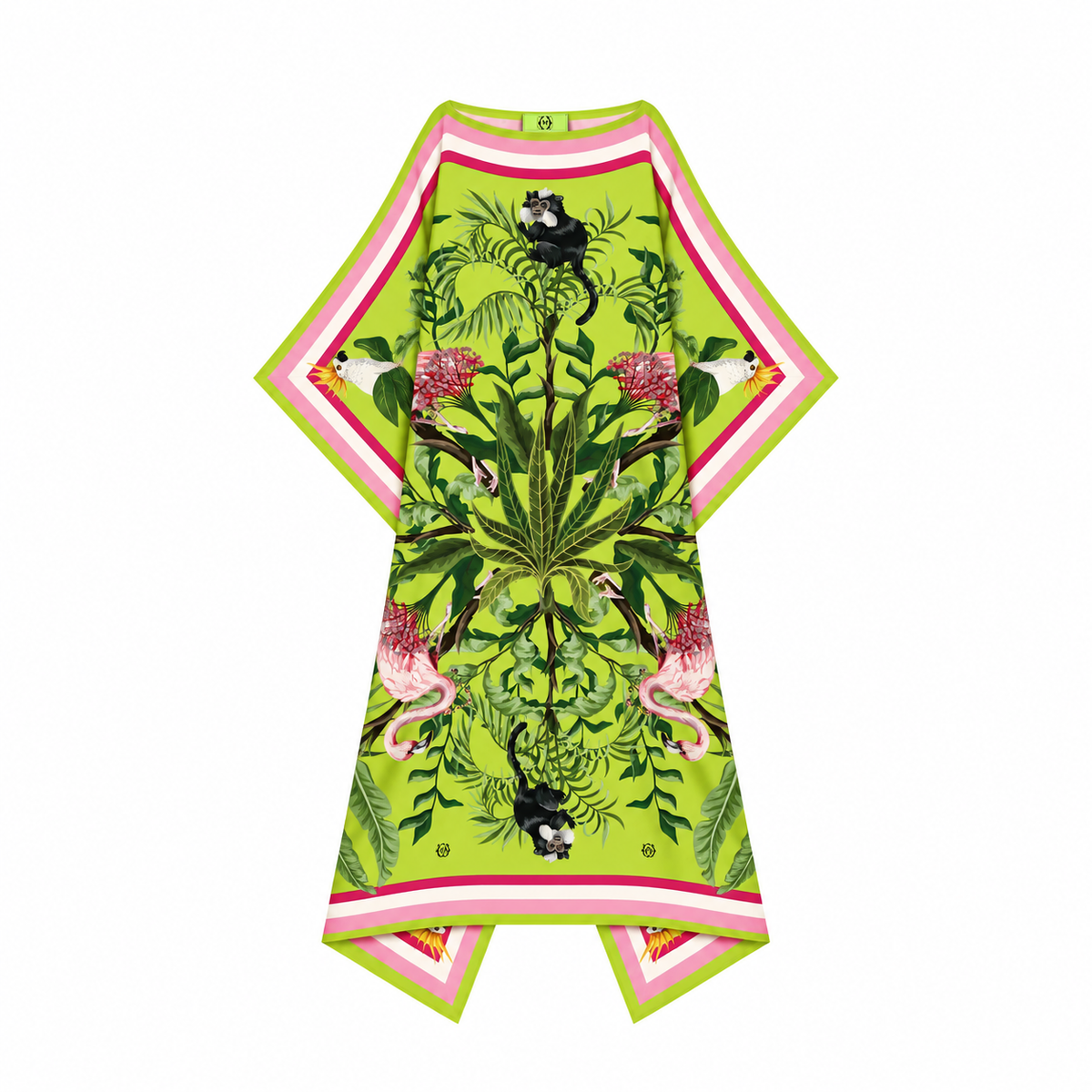 JUNGLE ANIMALS SILK TUNIC - GREEN