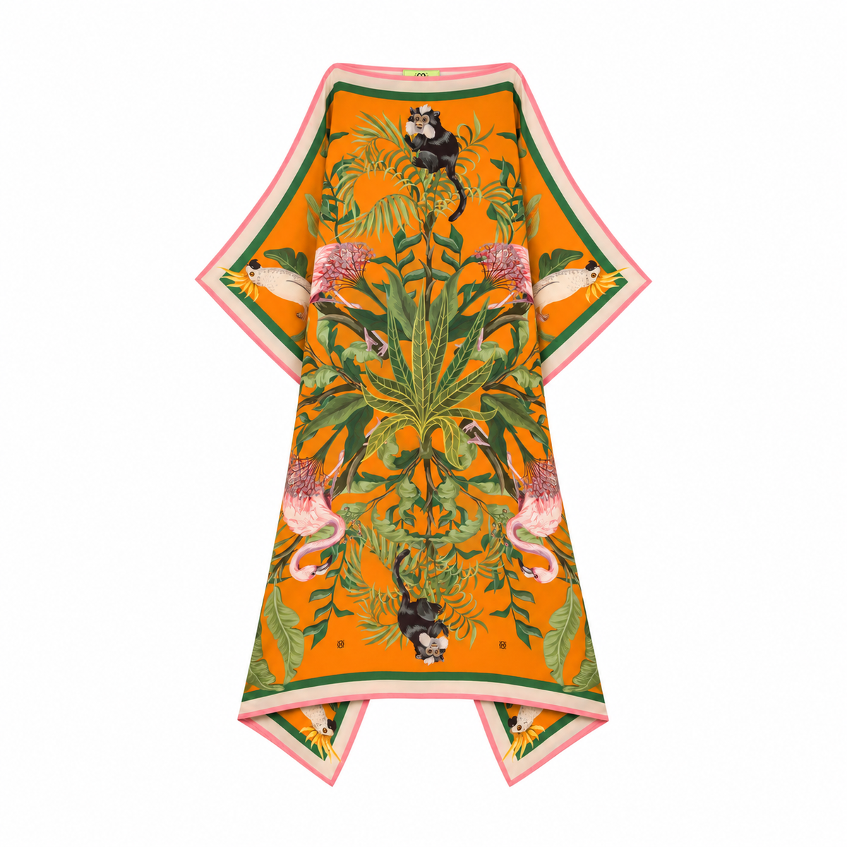 JUNGLE ANIMALS SILK TUNIC - ORANGE
