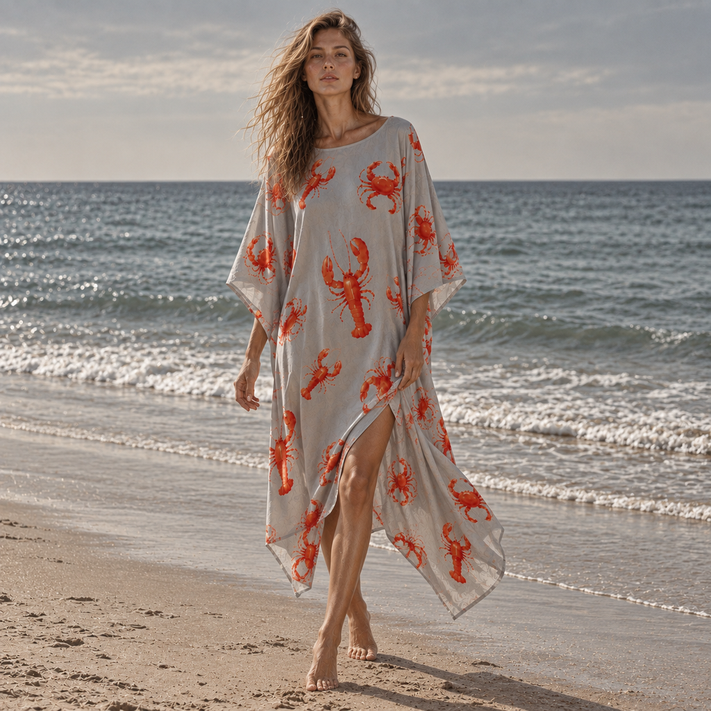 CRAB & LOBSTER SILK TUNIC - LIGHT GREY