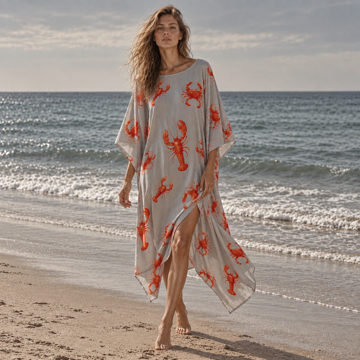 CRAB & LOBSTER SILK TUNIC - LIGHT GREY