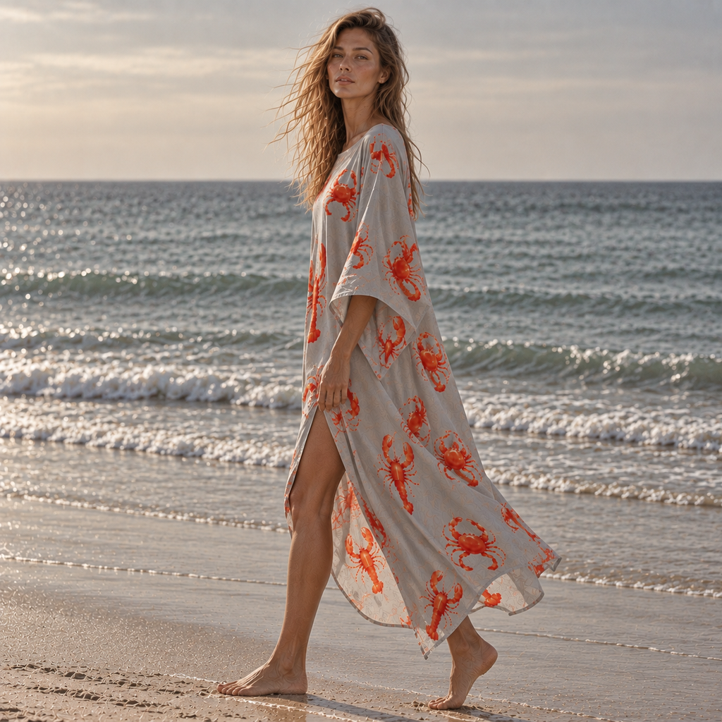 CRAB & LOBSTER SILK TUNIC - LIGHT GREY