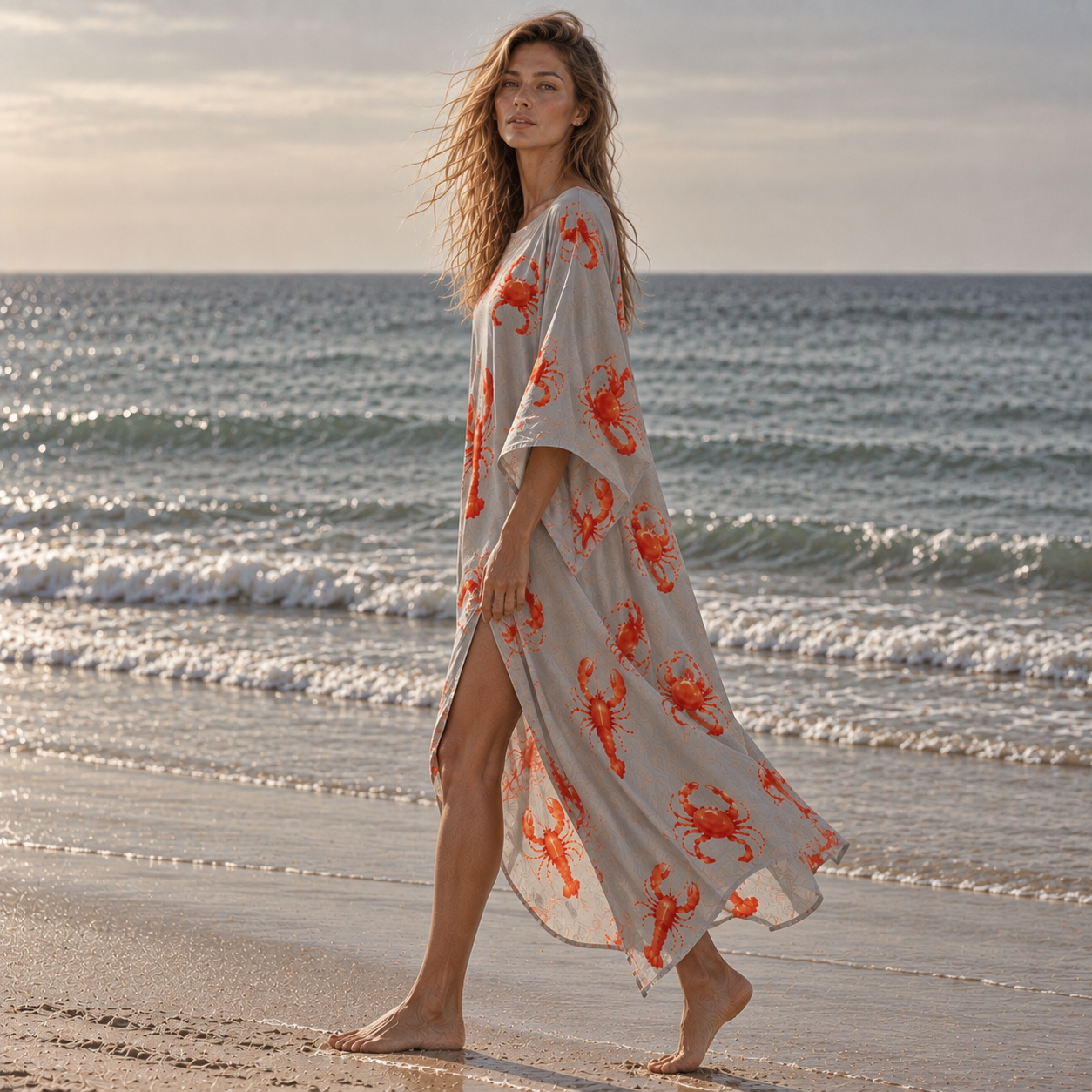 CRAB & LOBSTER SILK TUNIC - LIGHT GREY