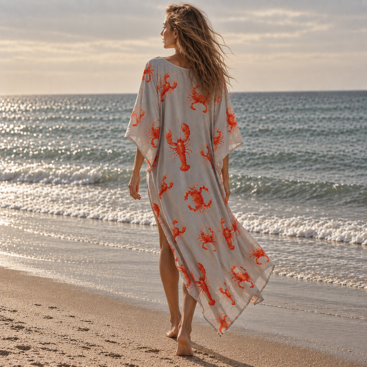 CRAB & LOBSTER SILK TUNIC - LIGHT GREY