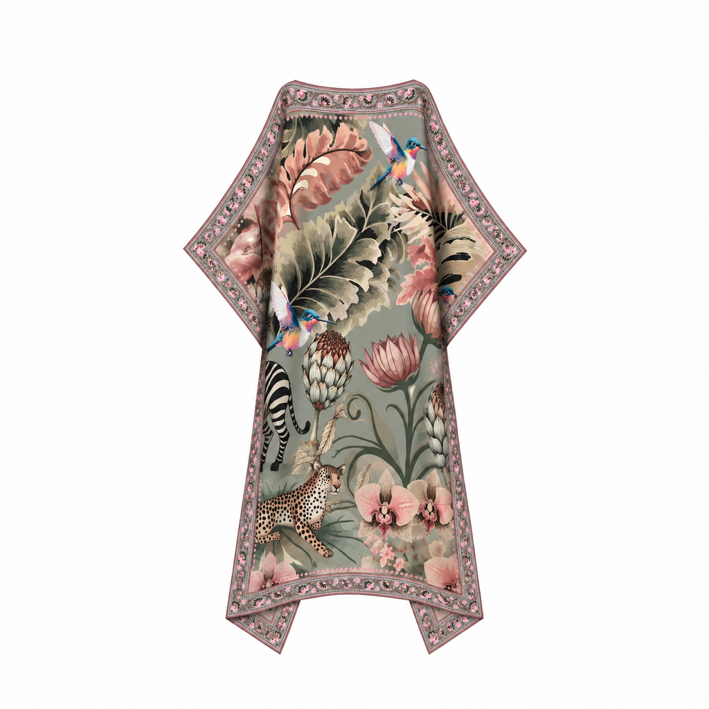 ZEBRA SILK TUNIC - GREEN