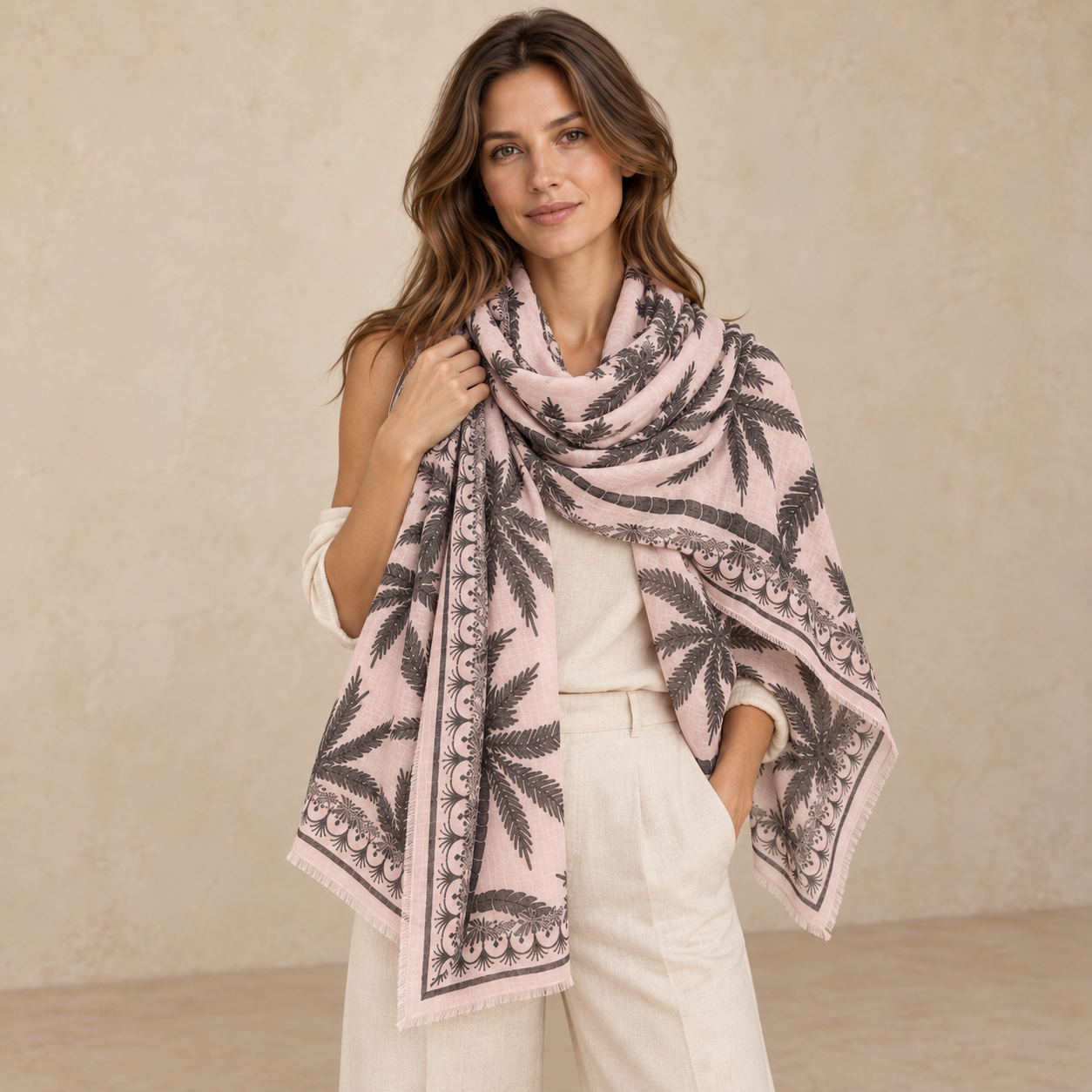 CALDERA FELTED CASHMERE SCARF - POWDER