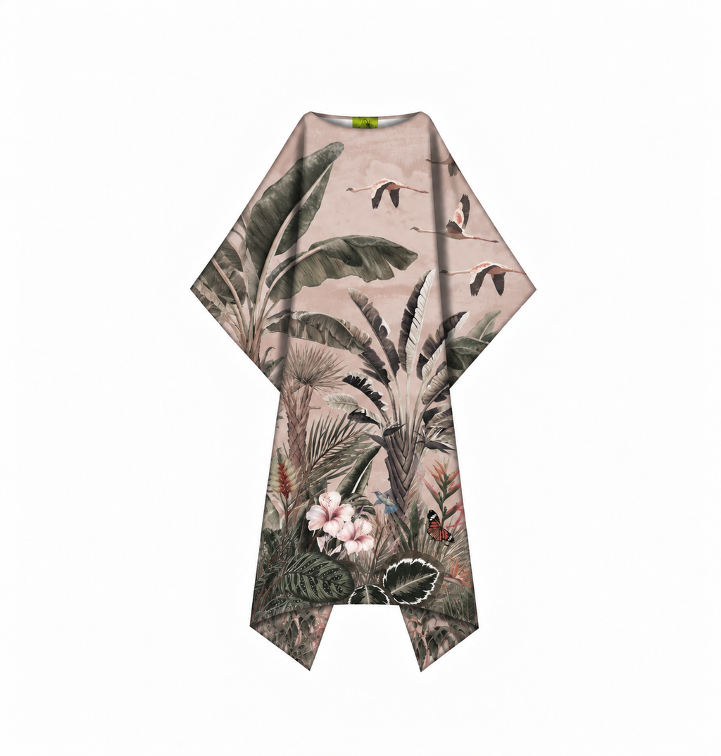 FLAMINGOS SILK TUNIC - TAUPE
