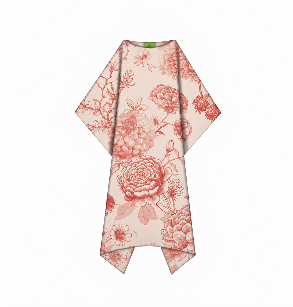 FLOWER EXPLOSION SILK TUNIC - CREME/RED