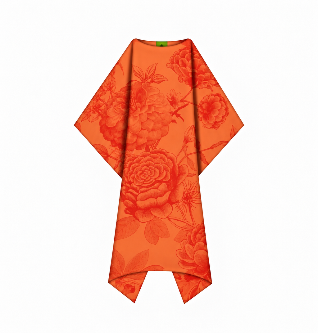 FLOWER EXPLOSION SILK TUNIC - ORANGE/RED