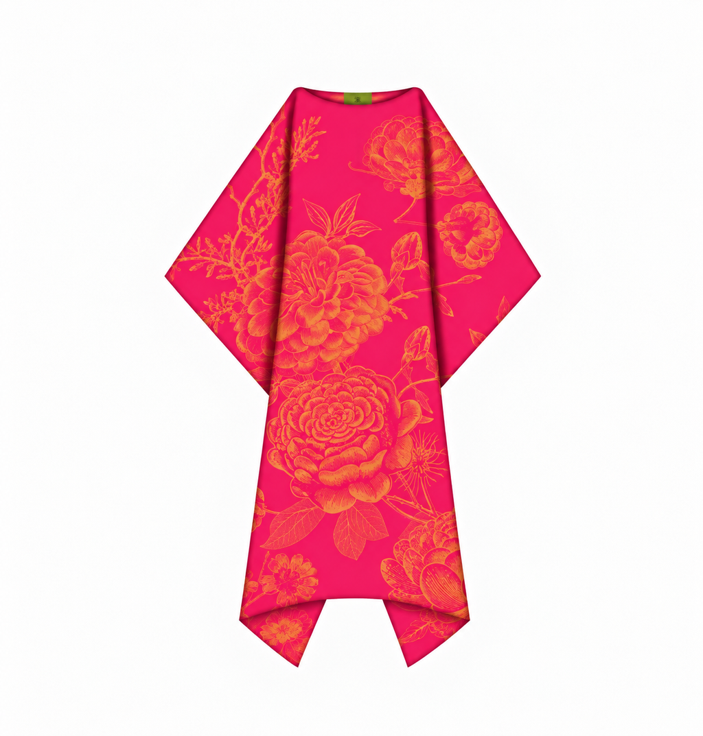 FLOWER EXPLOSION SILK TUNIC - PINK/ORANGE