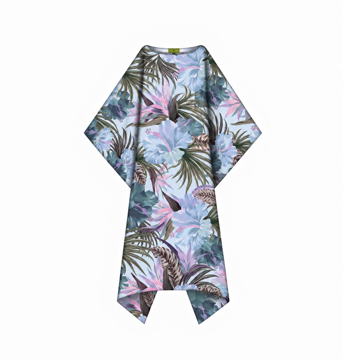 HIBISCUS SILK TUNIC - LIGHT BLUE