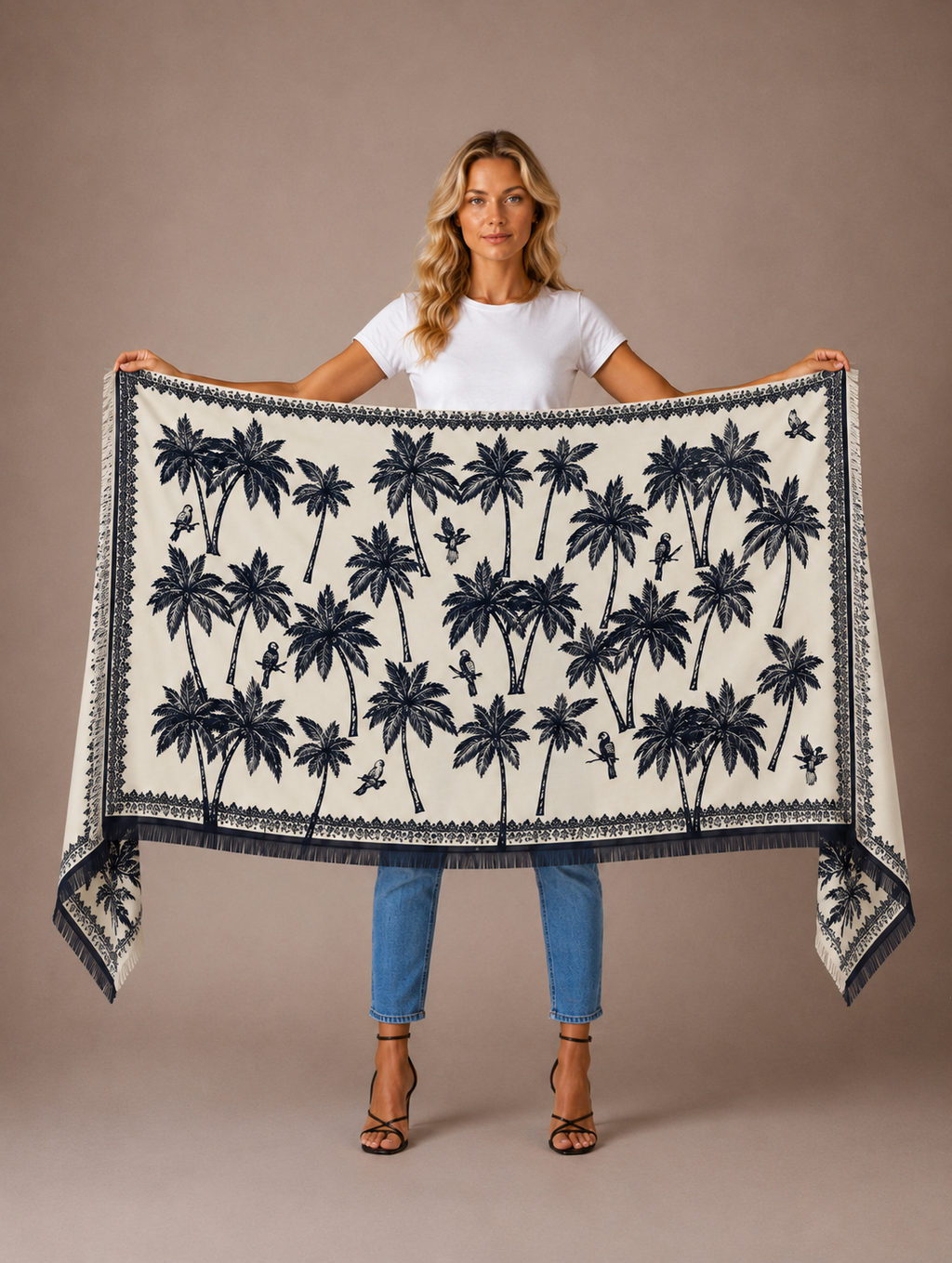 BLUETIDE CASHMERE SCARF - CHALK