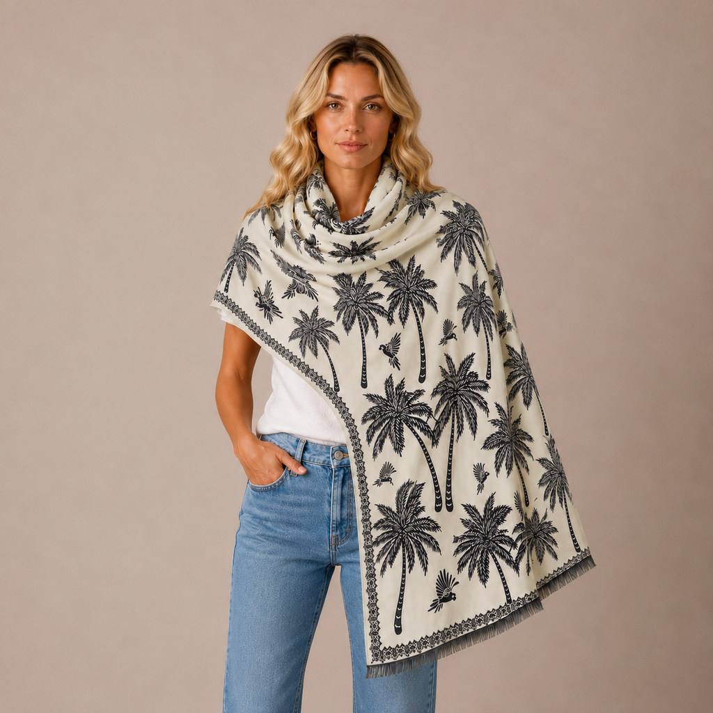 BLUETIDE CASHMERE SCARF - CHALK