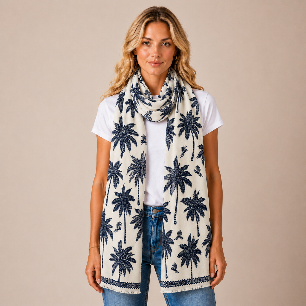 BLUETIDE CASHMERE SCARF - CHALK