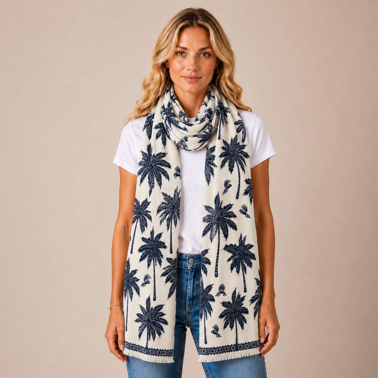 BLUETIDE CASHMERE SCARF - CHALK
