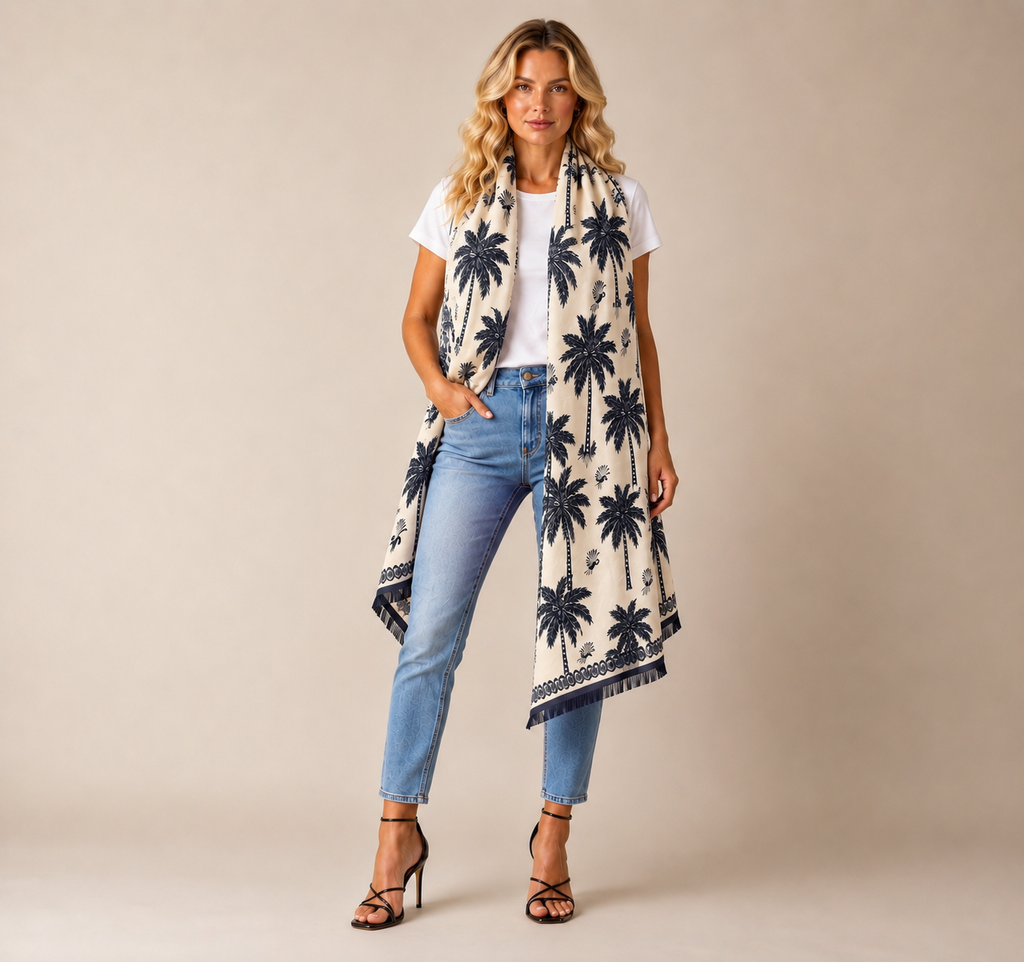 BLUETIDE CASHMERE SCARF - CHALK