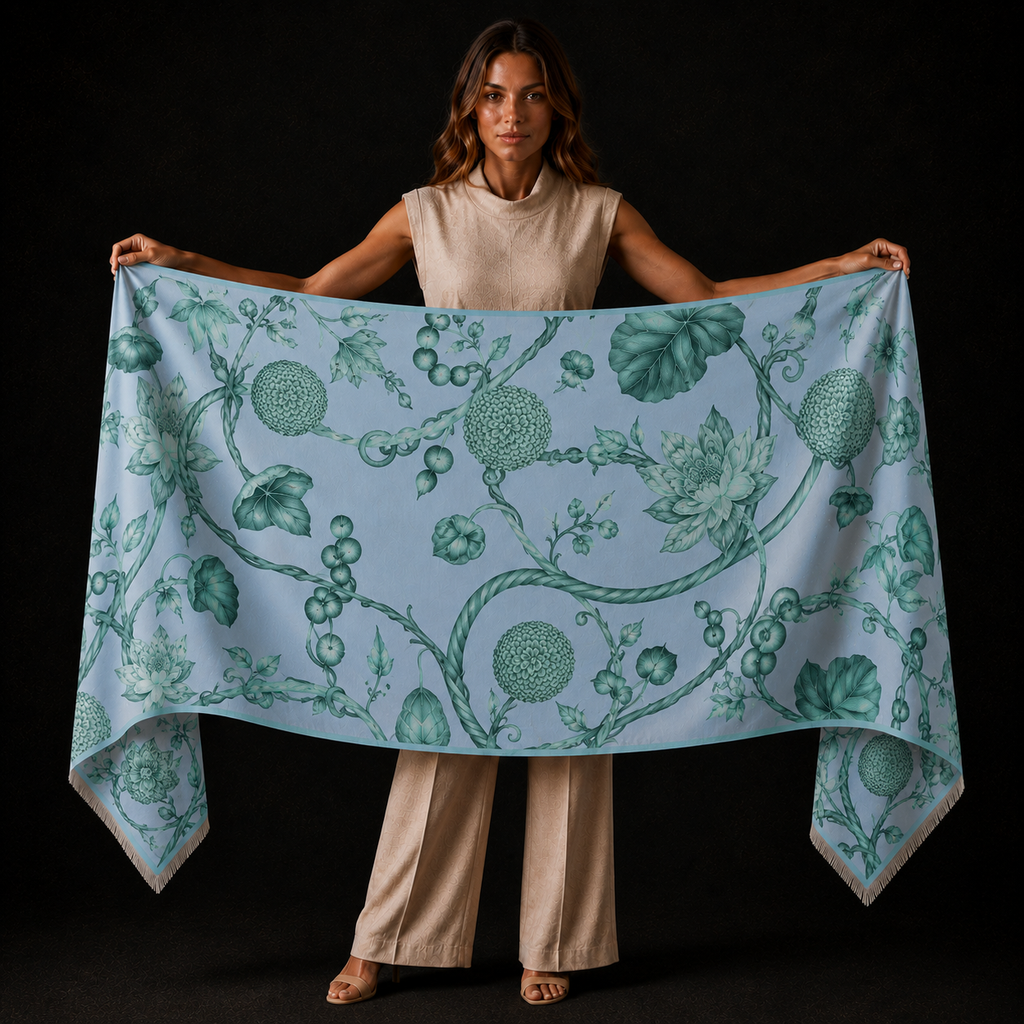BOTANICAL CASHMERE SCARF - BAYOU