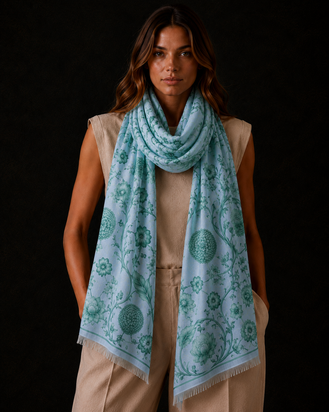 BOTANICAL CASHMERE SCARF - BAYOU