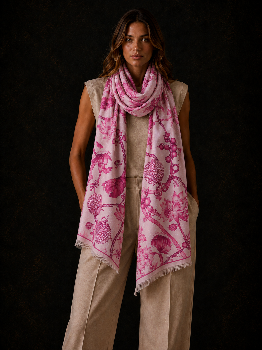 BOTANICAL CASHMERE SCARF - PIXIE